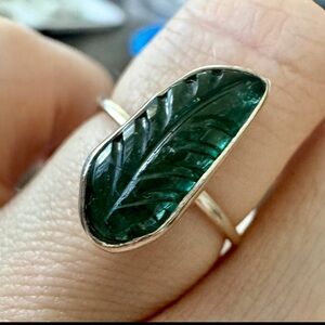 Custom made carved genuine indicoligr tourmaline ring size 5.5